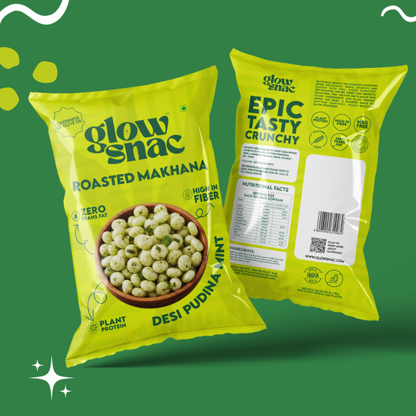 GlowSnac - Desi Pudina Mint- Flavoured Roasted Makhana 60gm