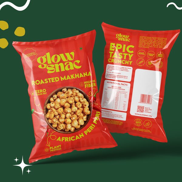 GlowSnac - African Peri Peri - Flavoured Roasted Makhana 60gm