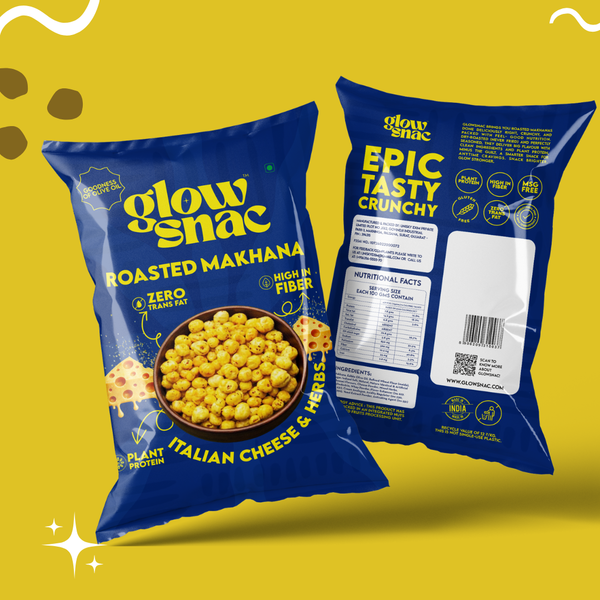 GlowSnac - Italian Cheese & Herbs - Flavoured Roasted Makhana 60gm