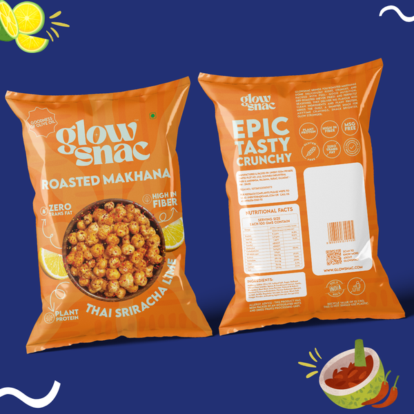 GlowSnac - Thai Sriracha Lime - Flavoured Roasted Makhana 60gm