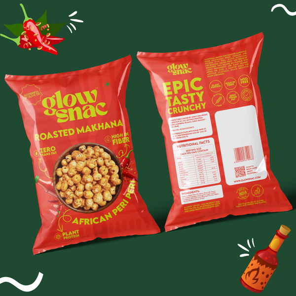 GlowSnac - African Peri Peri - Flavoured Roasted Makhana 60gm