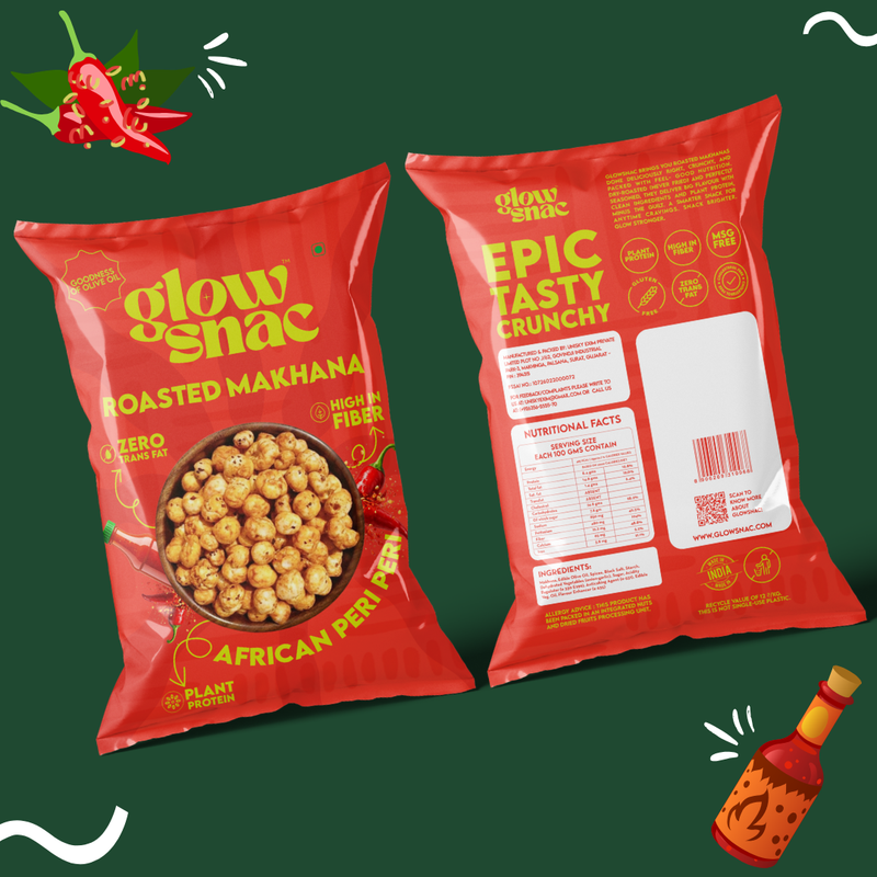 GlowSnac - African Peri Peri - Flavoured Roasted Makhana 60gm