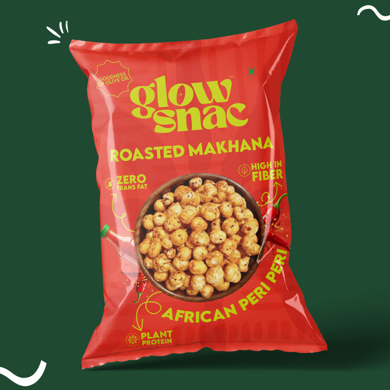 GlowSnac - African Peri Peri - Flavoured Roasted Makhana 60gm