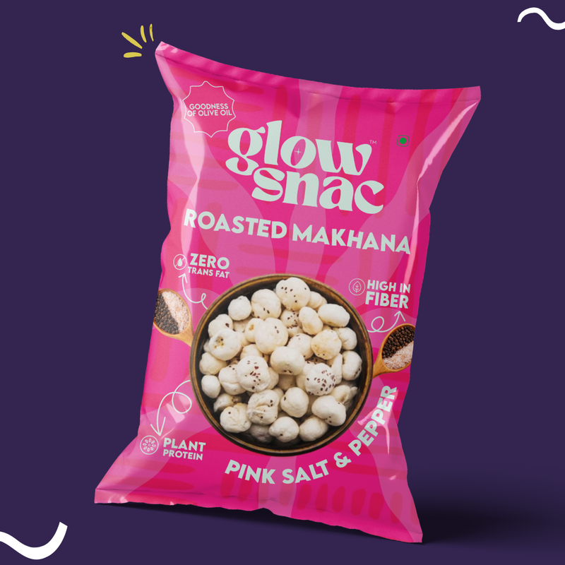 GlowSnac - Pink Salt & Pepper - Flavoured Roasted Makhana 60gm