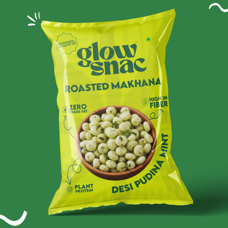 GlowSnac - Desi Pudina Mint- Flavoured Roasted Makhana 60gm