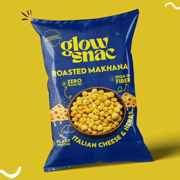 GlowSnac - Italian Cheese & Herbs - Flavoured Roasted Makhana 60gm