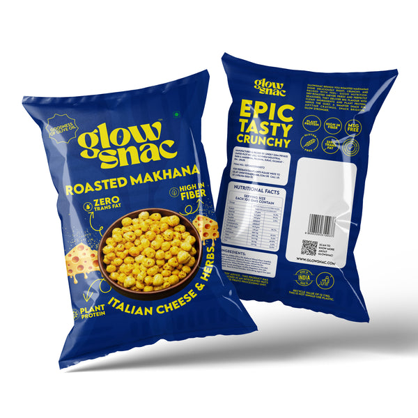 Flavoured Makhana Trio (Desi Pudina Mint + Himalayan Salt & Pepper + Italian Cheese & Herbs) 60g Each