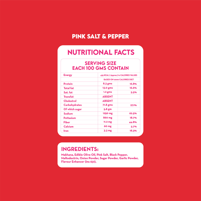 GlowSnac - Pink Salt & Pepper - Flavoured Roasted Makhana 60gm